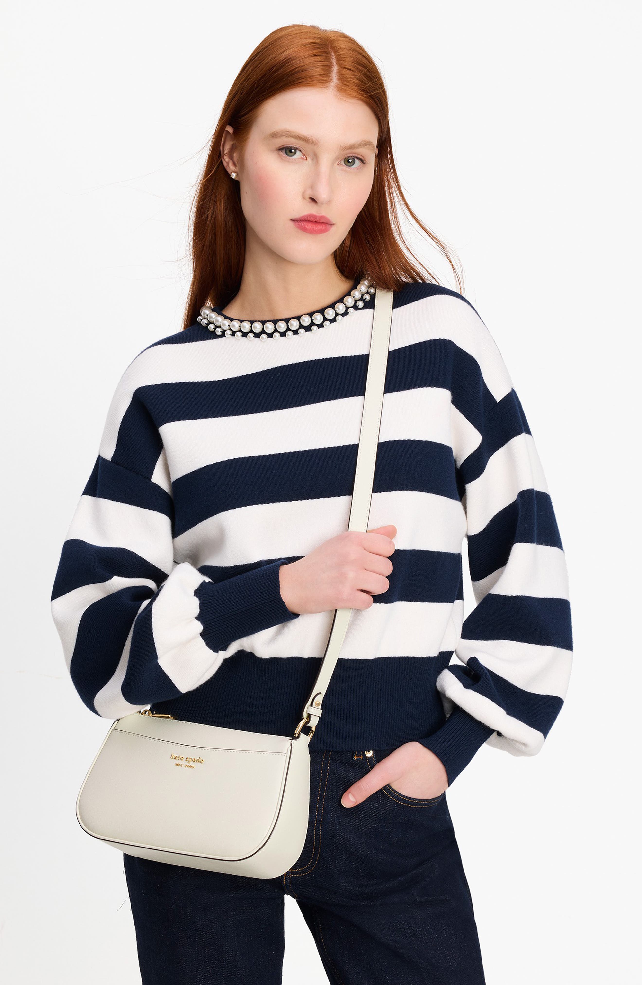 small bleecker saffiano leather crossbody bag, Alternate, color, PARCHMENT.