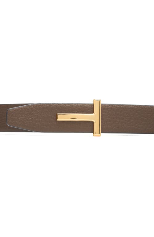 Tom Ford Smooth Leather Belt In 3en17 Dark Khaki/black