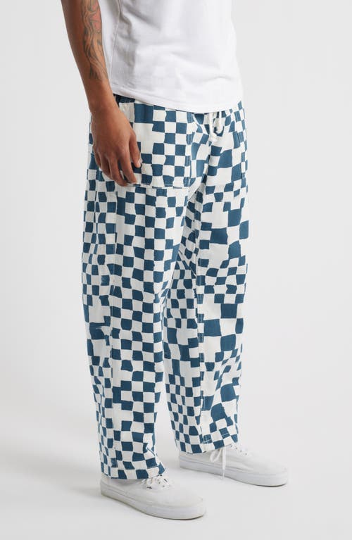 Service Works Chef Check-pattern Drawstring Trousers In Teal Checker