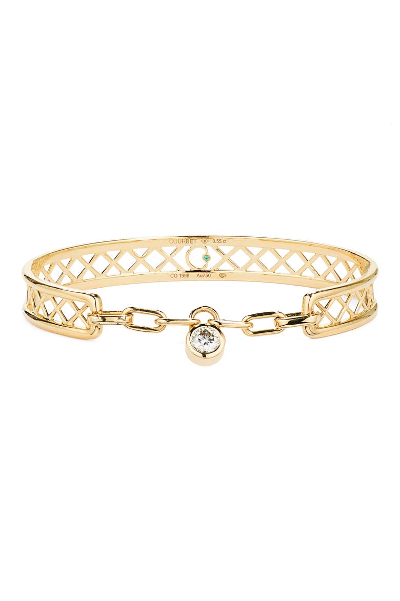 Pont des Arts 18K Gold Lab Created Diamond Bangle, Main, color, YELLOW GOLD