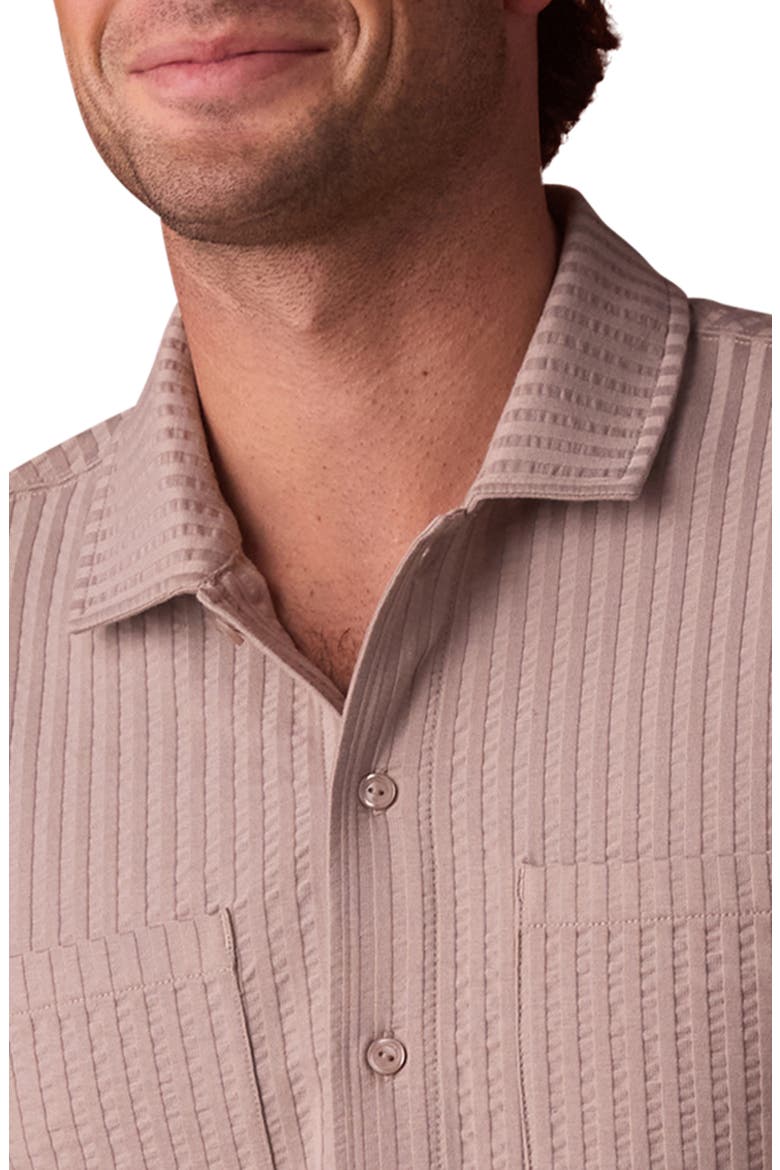 Getaway Short Sleeve Knit Button-Up Shirt, Alternate, color, TAUPE