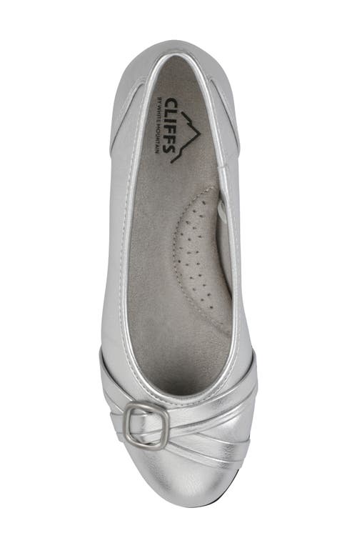 Cliffs By White Mountain Calming Buckle Strap Flat In Silver Metallic Smooth