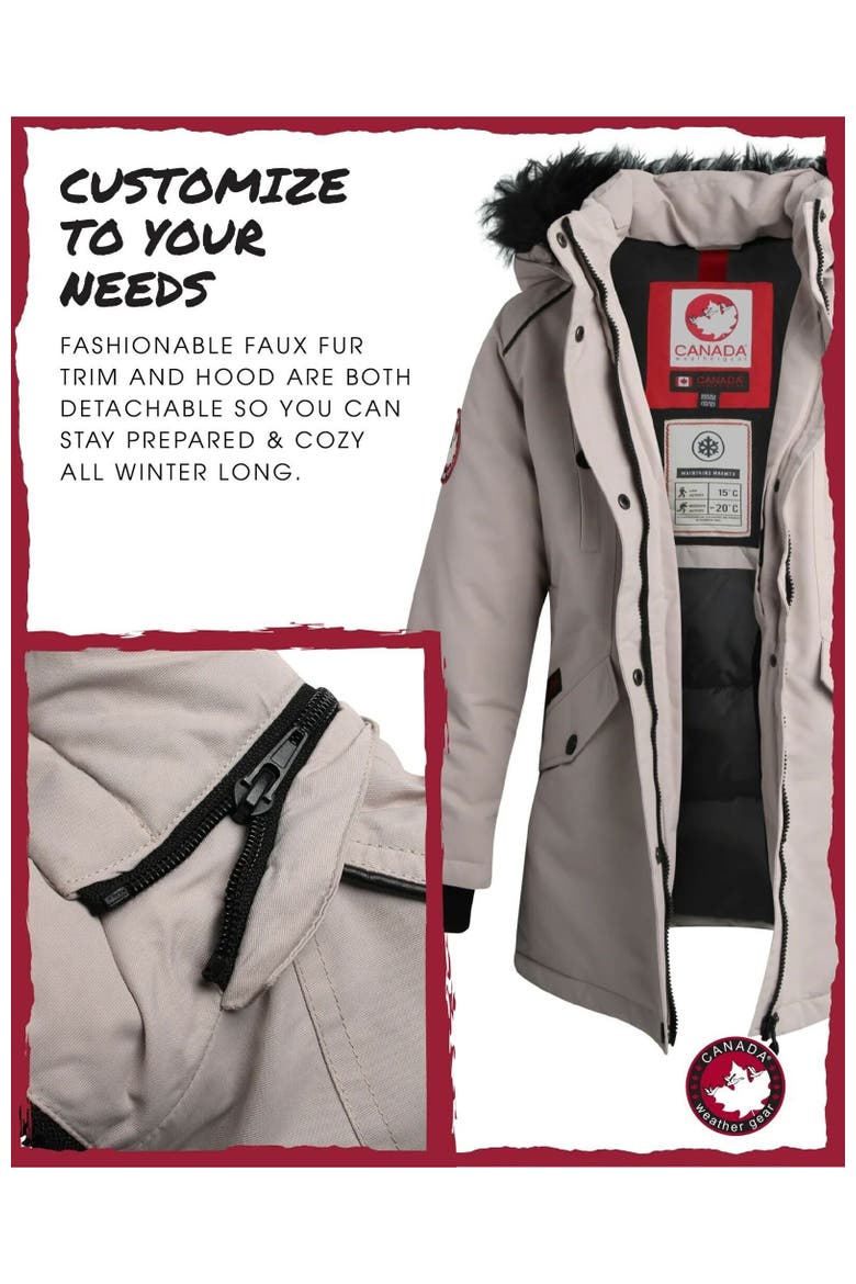 Girls' Winter Faux Fur Lining Ski Jacket, Alternate, color, Sand Beige