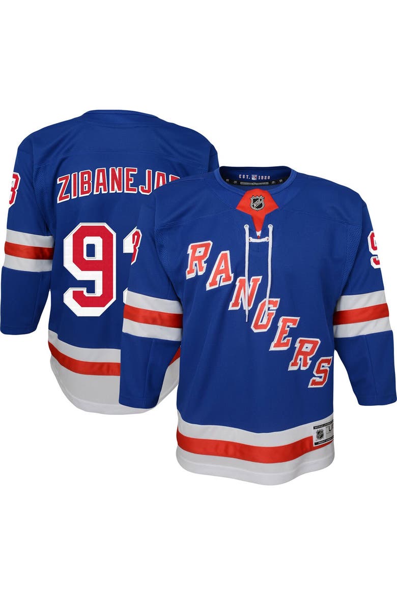 Youth Mika Zibanejad Blue New York Rangers Home Premier Player Jersey, Main, color, Blue