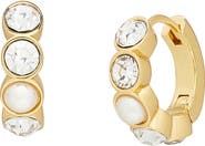 Kurt Geiger London Faux Pearl & Crystal Huggie Earrings