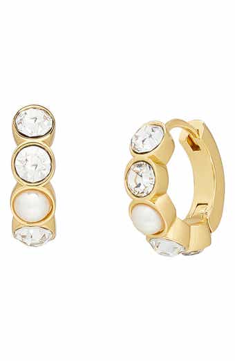 Kurt Geiger London Faux Pearl & Crystal Huggie Earrings