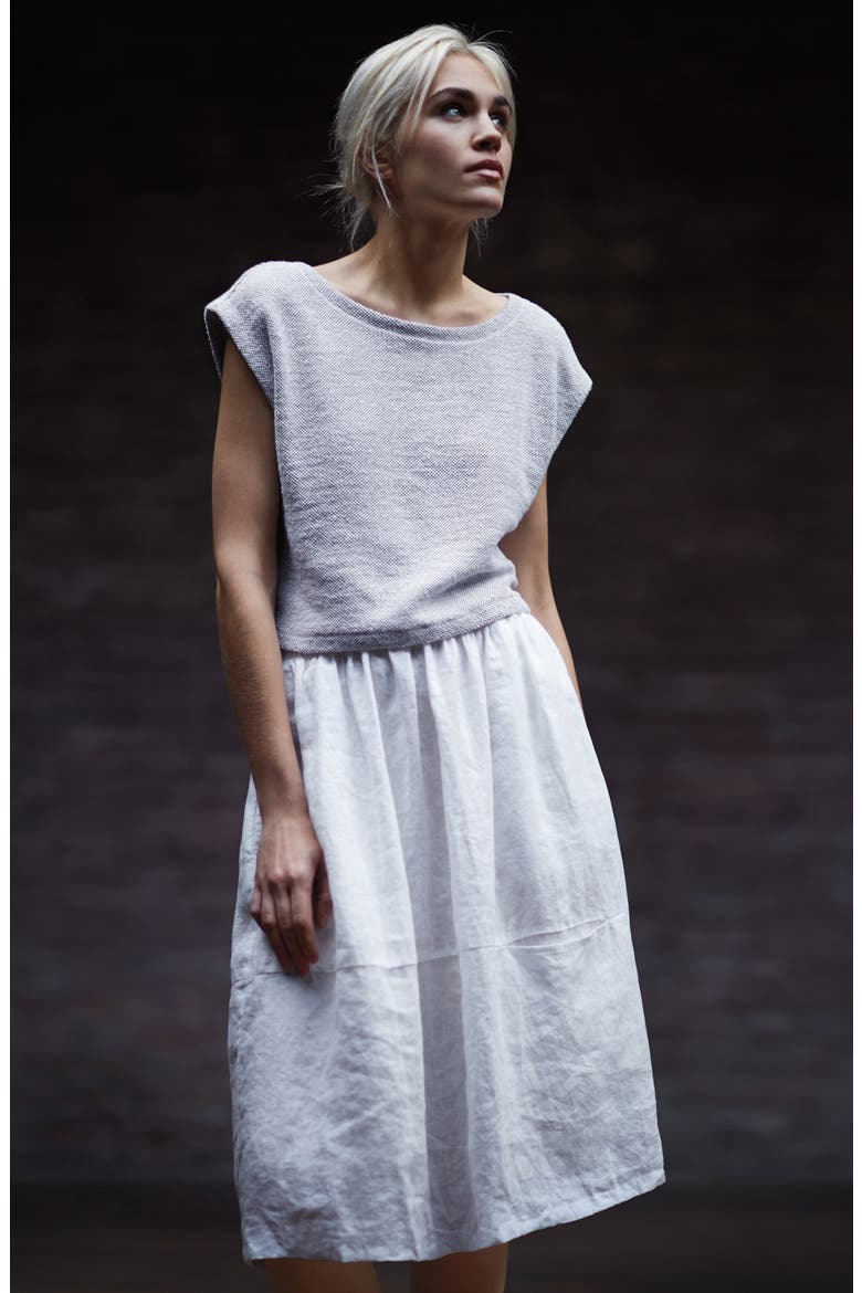 Organic Linen Skirt, Alternate, color, SILVER