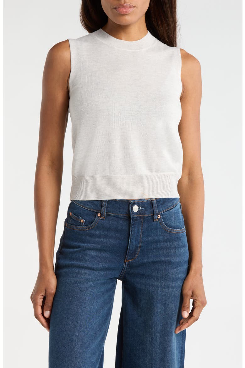 Crewneck Sleeveless Knit Top, Main, color, LATHER
