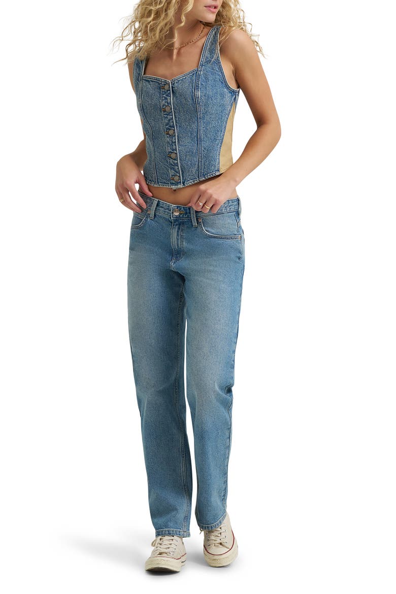 Back Belt Denim Tank, Alternate, color, AERIAL VIEW