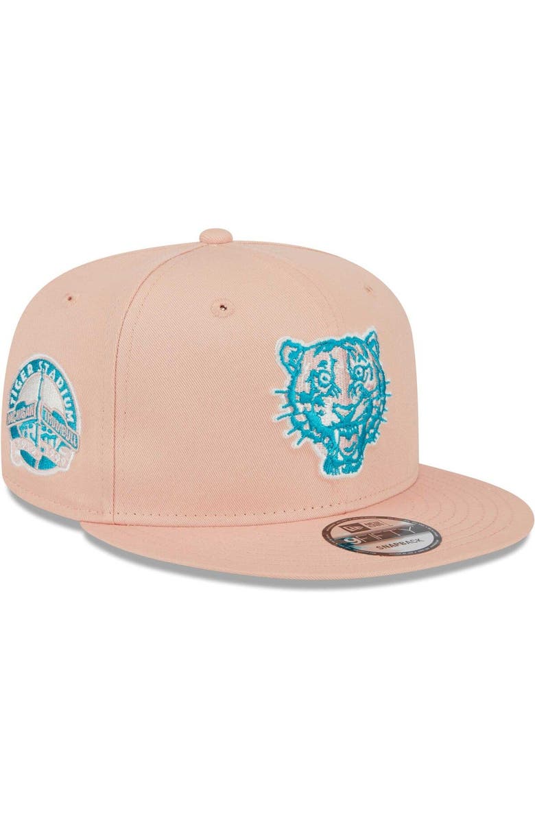 New Era Men's New Era Pink Detroit Tigers Sky Aqua Undervisor 9FIFTY Snapback Hat, Main, color,
