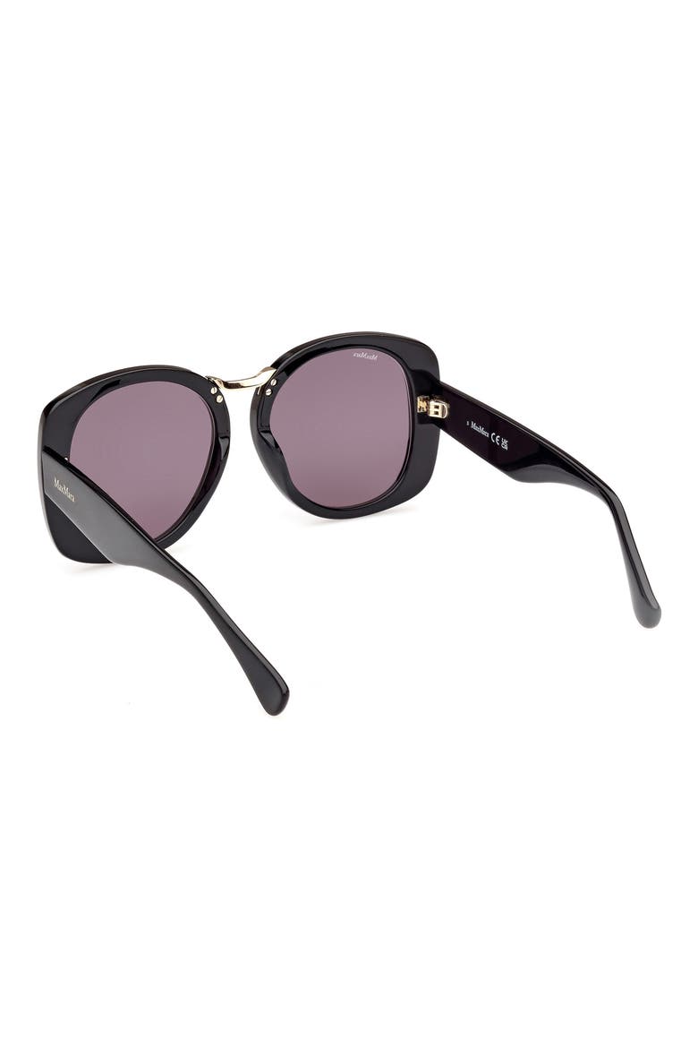 55mm Round Sunglasses, Alternate, color, SHINY BLACK / SMOKE