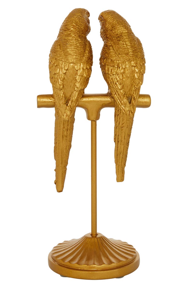 WILLOW ROW Goldtone Polystone Parrot Sculpture, Alternate, color, Gold