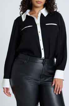 ELOQUII Contrast Button-Up Shirt