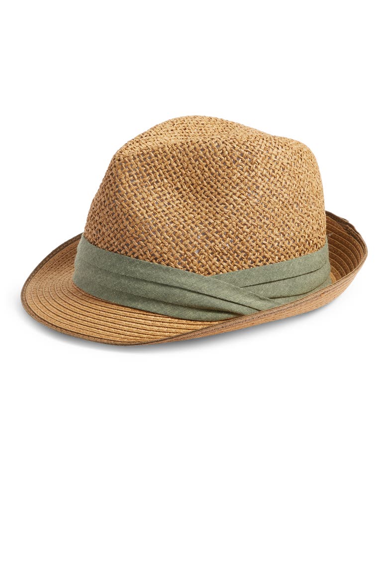 Paper Straw Fedora, Main, color, OLIVE COMBO