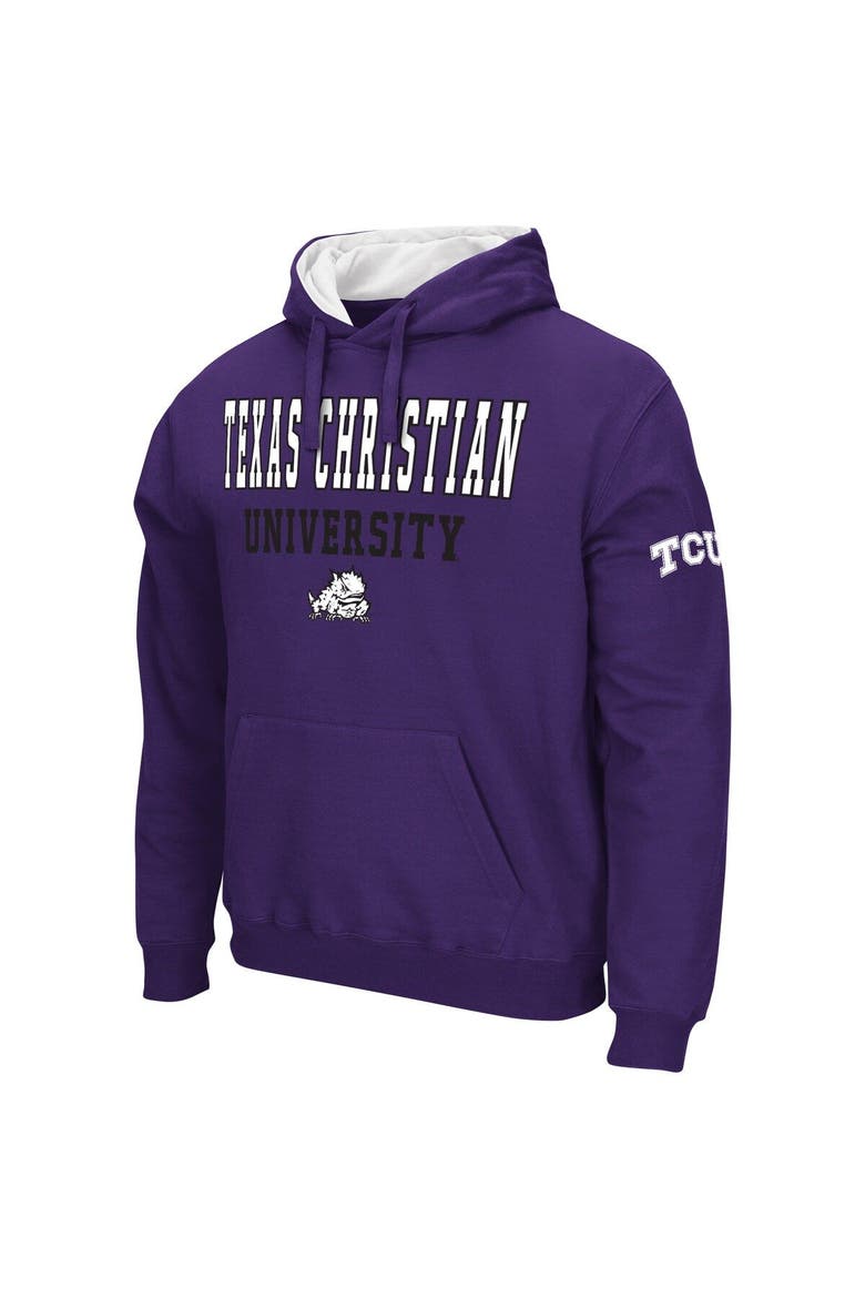 Men's Colosseum Purple TCU Horned Frogs Sunrise Pullover Hoodie, Alternate, color, Purple