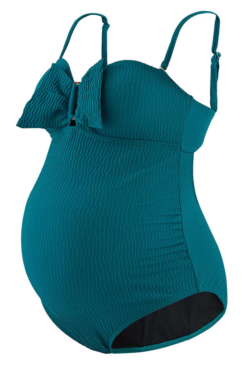 Bow One-Piece Maternity Swimsuit, Alternate, color, GREEN