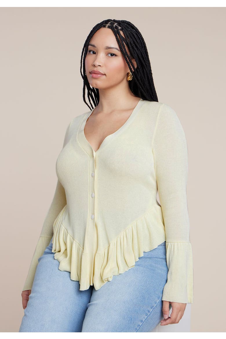 Ruffle Cardigan, Alternate, color, SUNLIGHT