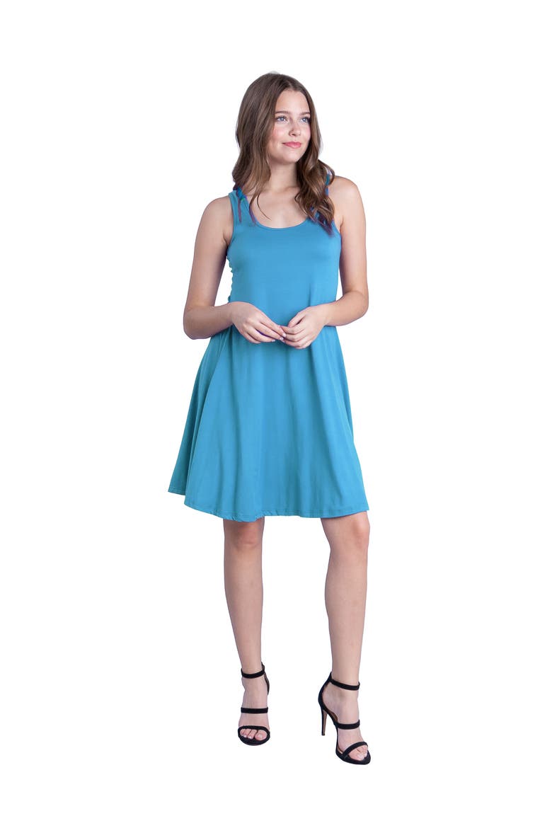 Petites Sleeveless A-Line Fit and Flare Skater Dress, Alternate, color, Turquiose