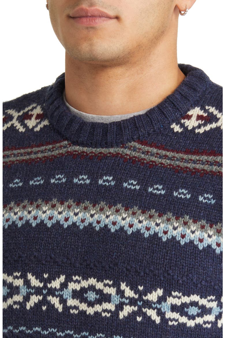 Fair Isle Crewneck Wool Blend Sweater, Alternate, color, NAVY