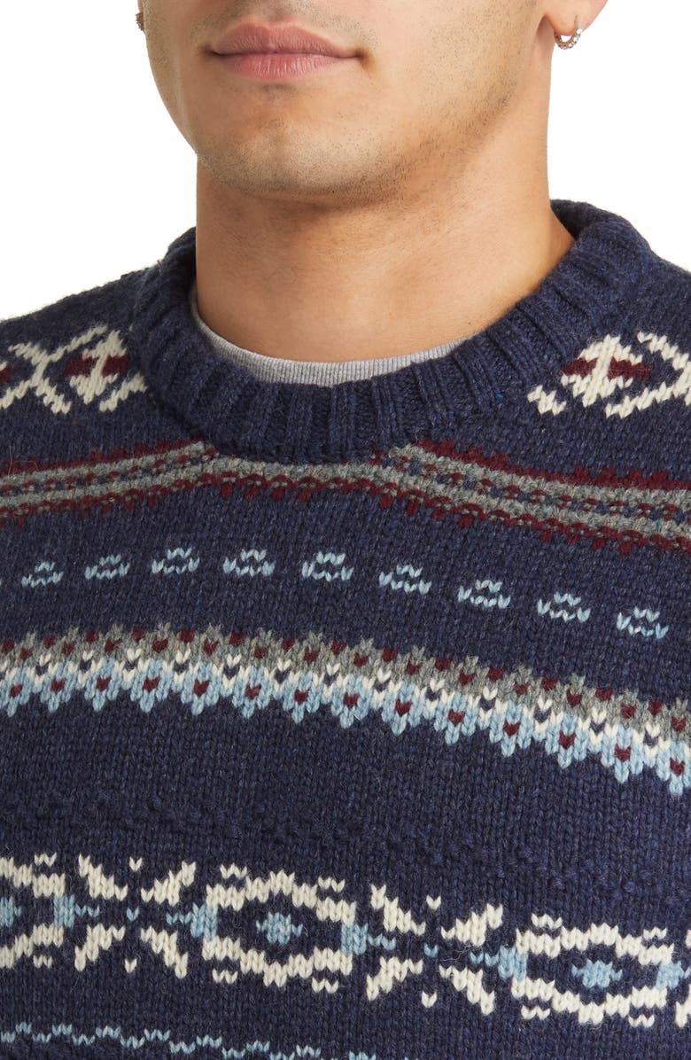 Schott NYC Fair Isle Crewneck Wool Blend Sweater, Alternate, color, 