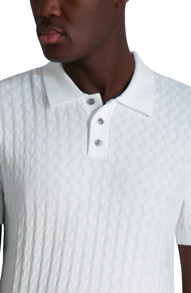 KARL LAGERFELD PARIS Textured Cotton Sweater Polo, Alternate, color, White