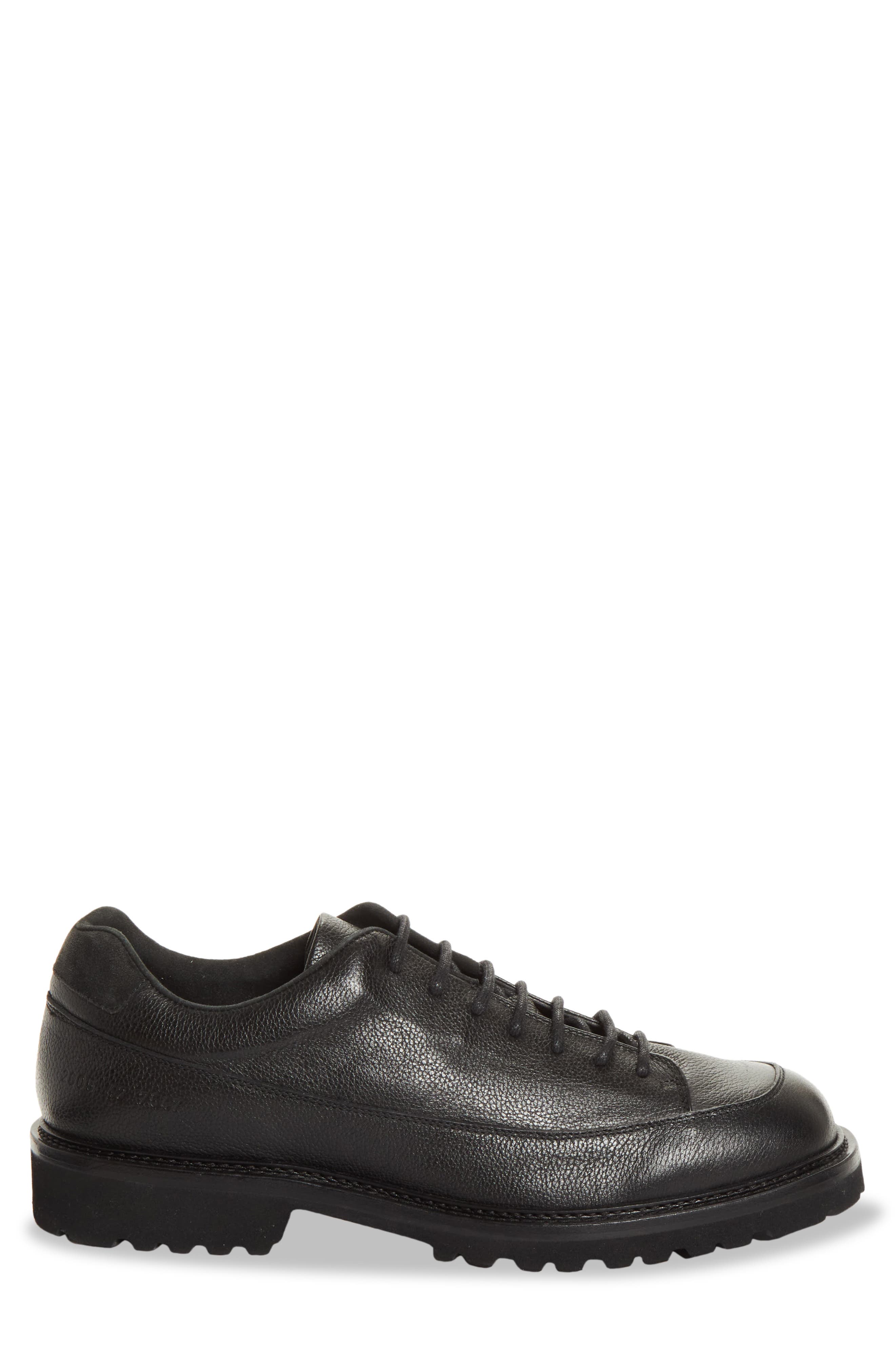 Hiker Low Piuma Leather Shoe, Alternate, color, BLACK