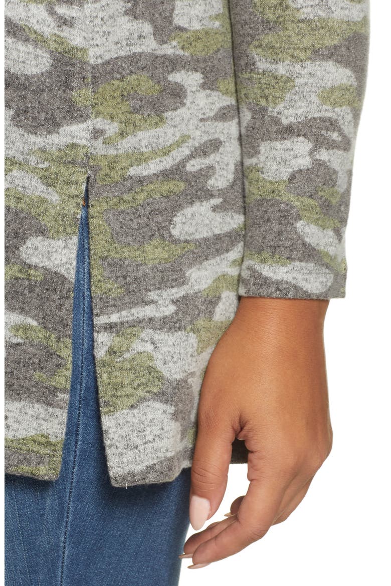 Cozy V-Neck Tunic, Alternate, color, GREEN CAMO