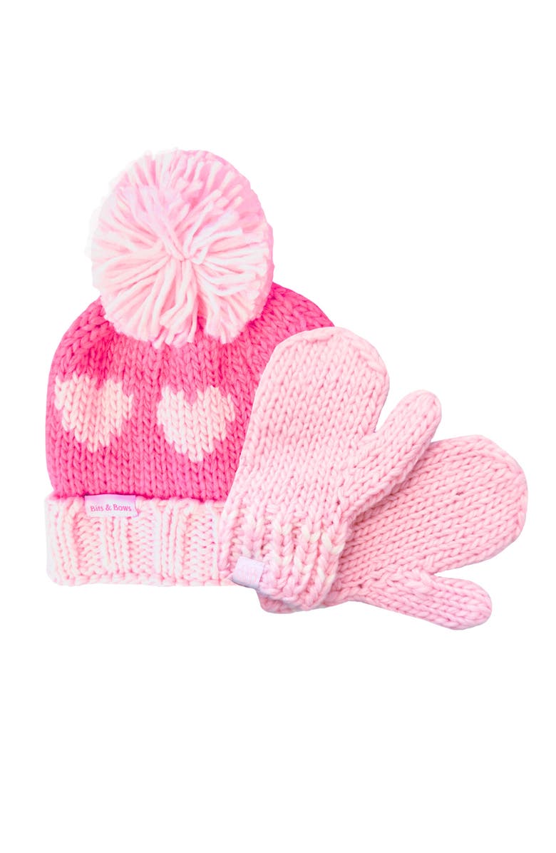 Bits & Bows Hearts Bobble Hat, Alternate, color, Pink