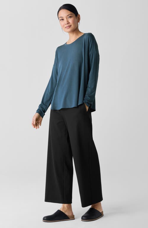 Eileen Fisher Fine Jersey Crewneck Top In Alpine