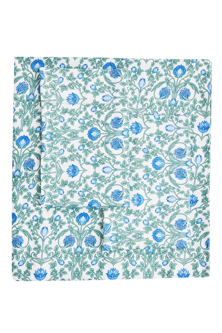 Floral 400 Thread Count Cotton Sheet Set, Main, color, BLUE