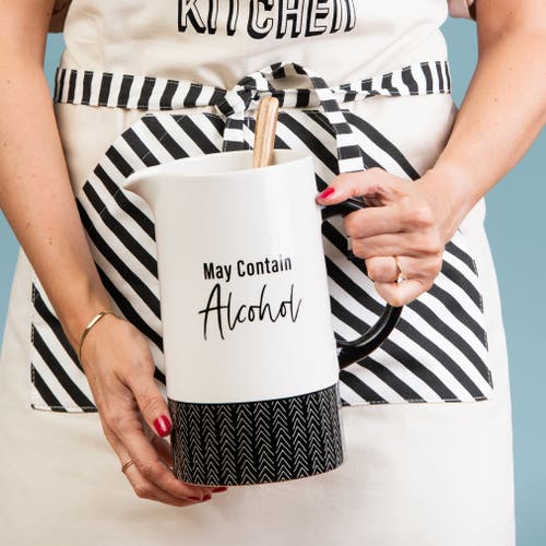 Totalee Gift May Contain Alcohol Pitcher W/ Spoon Set Of 2 Ceramic White In Multi