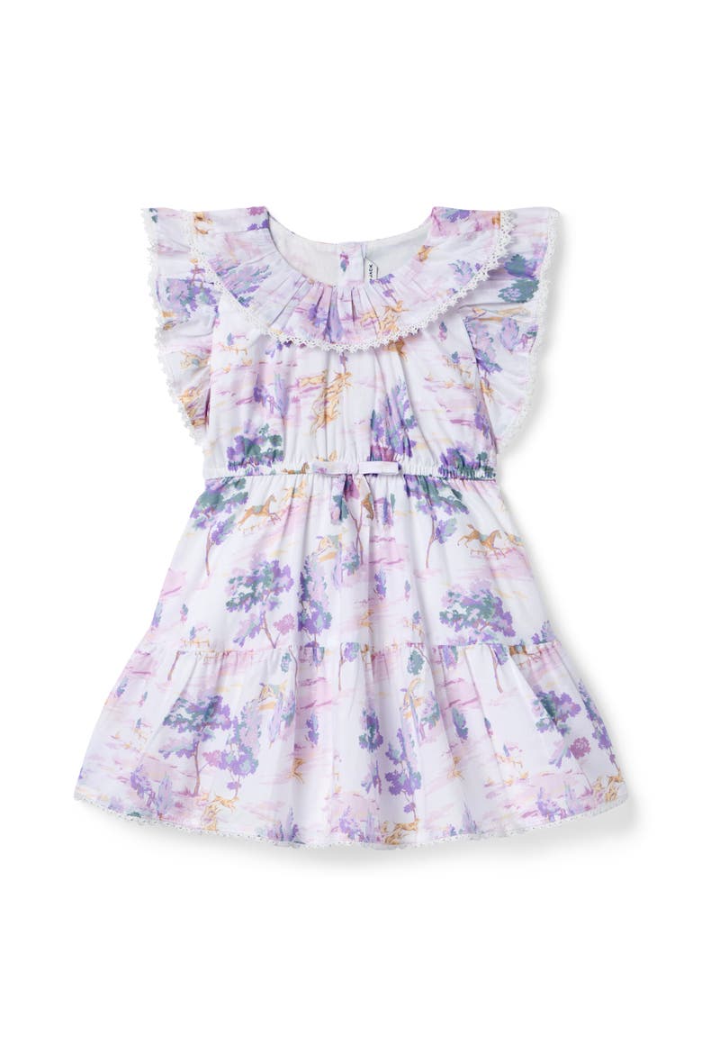 Countryside Toile Ruffle Dress, Main, color, Purple