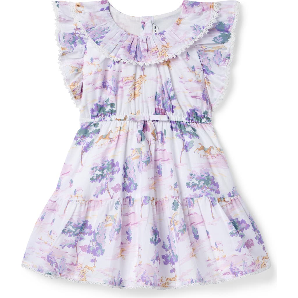 Janie and Jack Countryside Toile Ruffle Dress in Purple at Nordstrom, Size 7