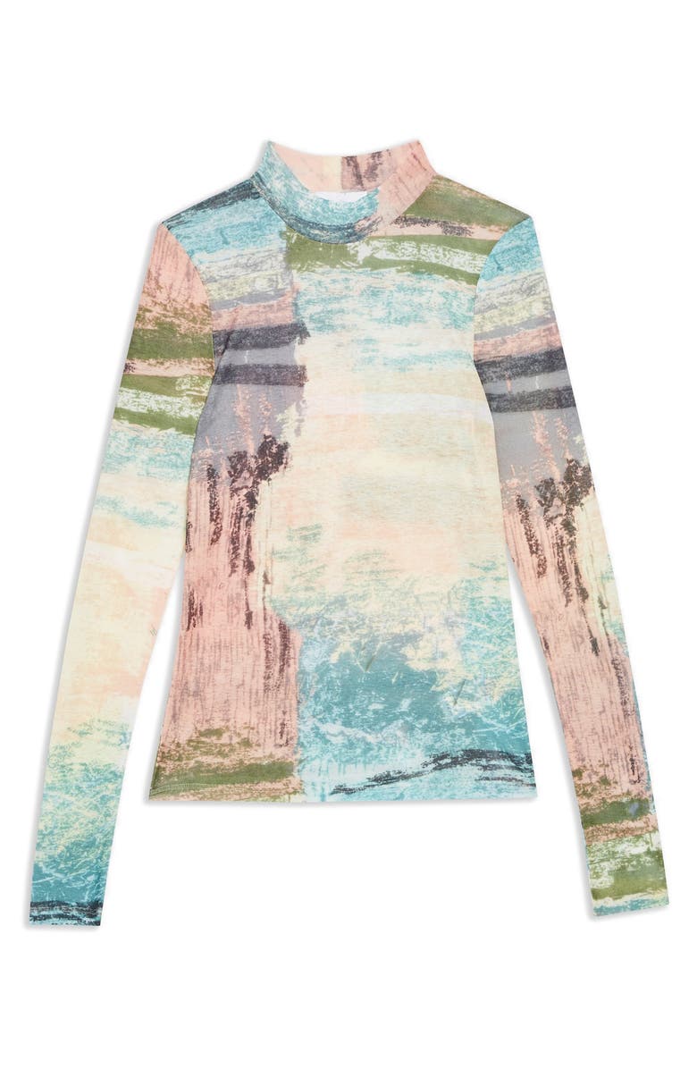 Topshop Abstract Print Mock Neck Top, Alternate, color,