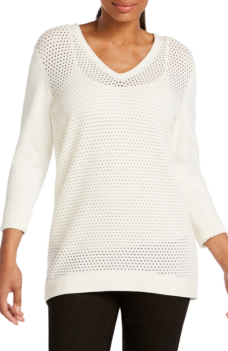 Foxcroft Presley Perforated Stitch Sweater, Main, color, 