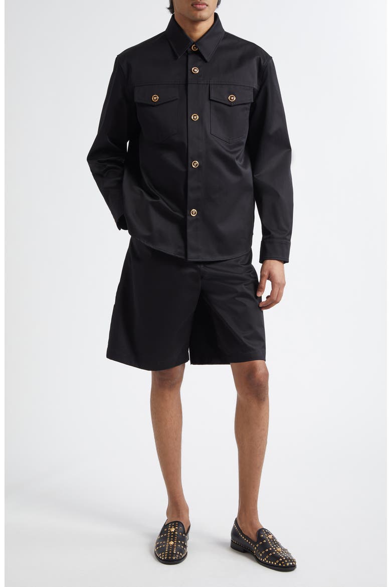 Cotton Gabardine Overshirt, Alternate, color, BLACK