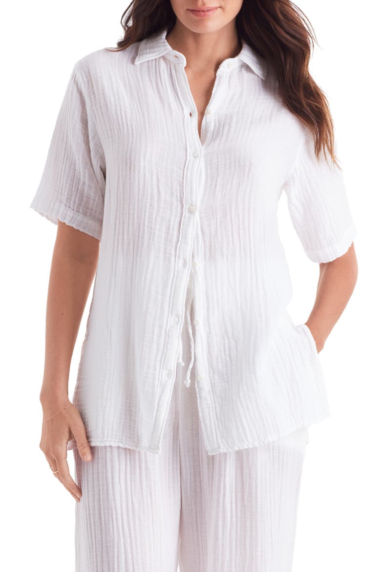 Vista Double Gauze Shirt, Main, color, WHITE