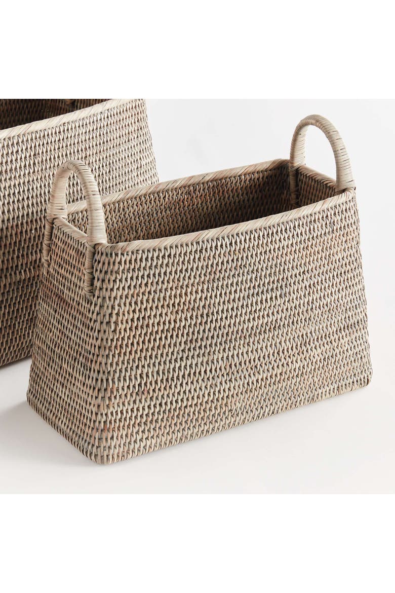 Burma Rattan Narrow Magazine Basket Set Of 2, Alternate, color, Gray