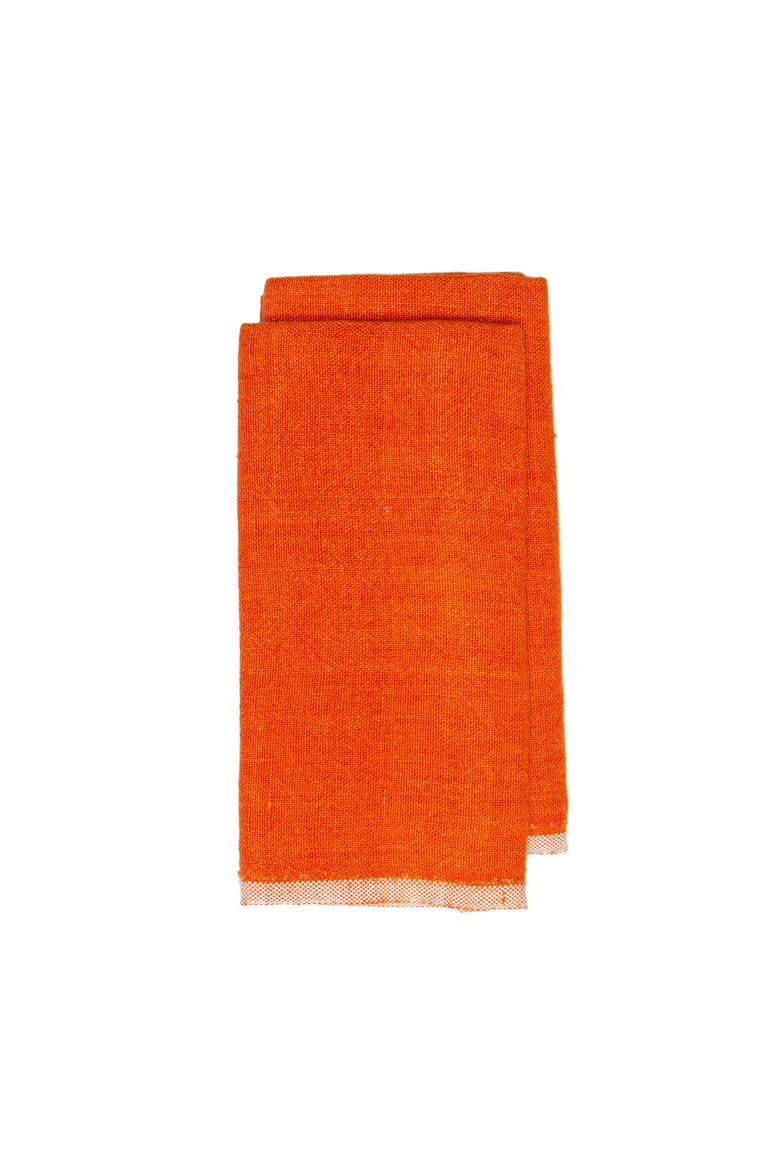 Chunky Linen Towels - Set of 2, Alternate, color, Orange 20" x 30"