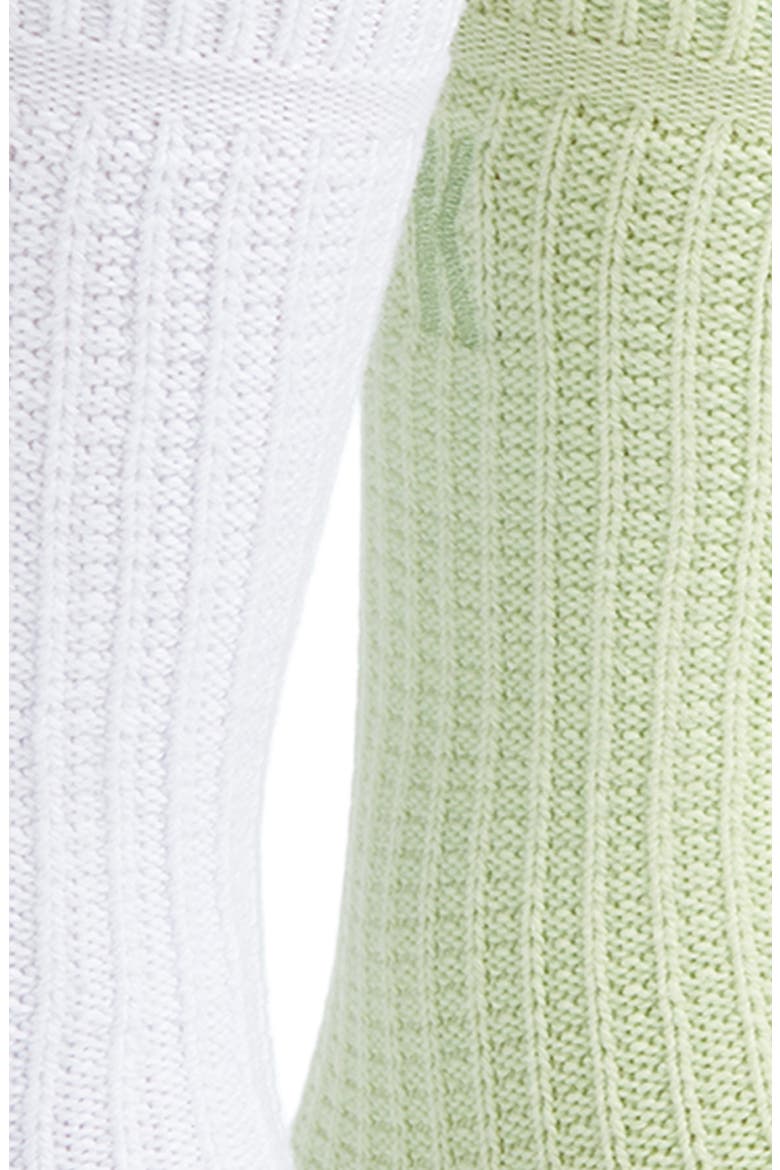 Assorted 2-Pack Waffle Stitch Crew Socks, Alternate, color, WHITE/ BUTTERFLY