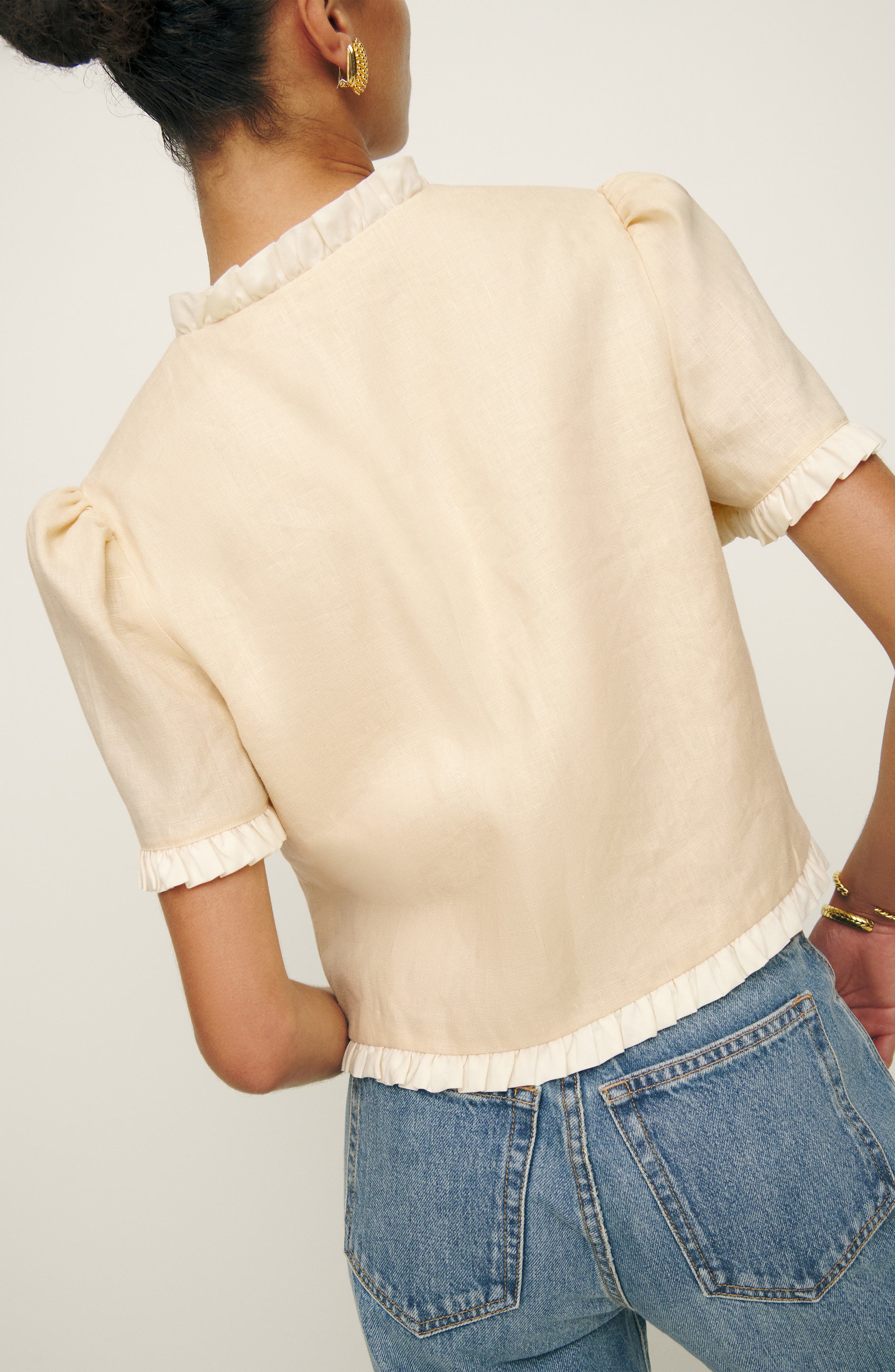 Bess Button Front Linen Top - image 2