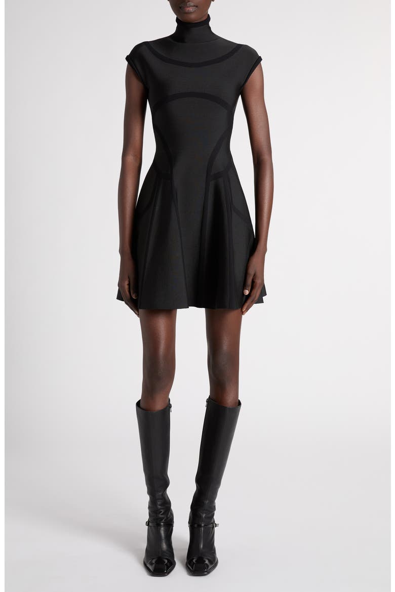 Panelled Silk Minidress, Main, color, BLACK/ BLACK