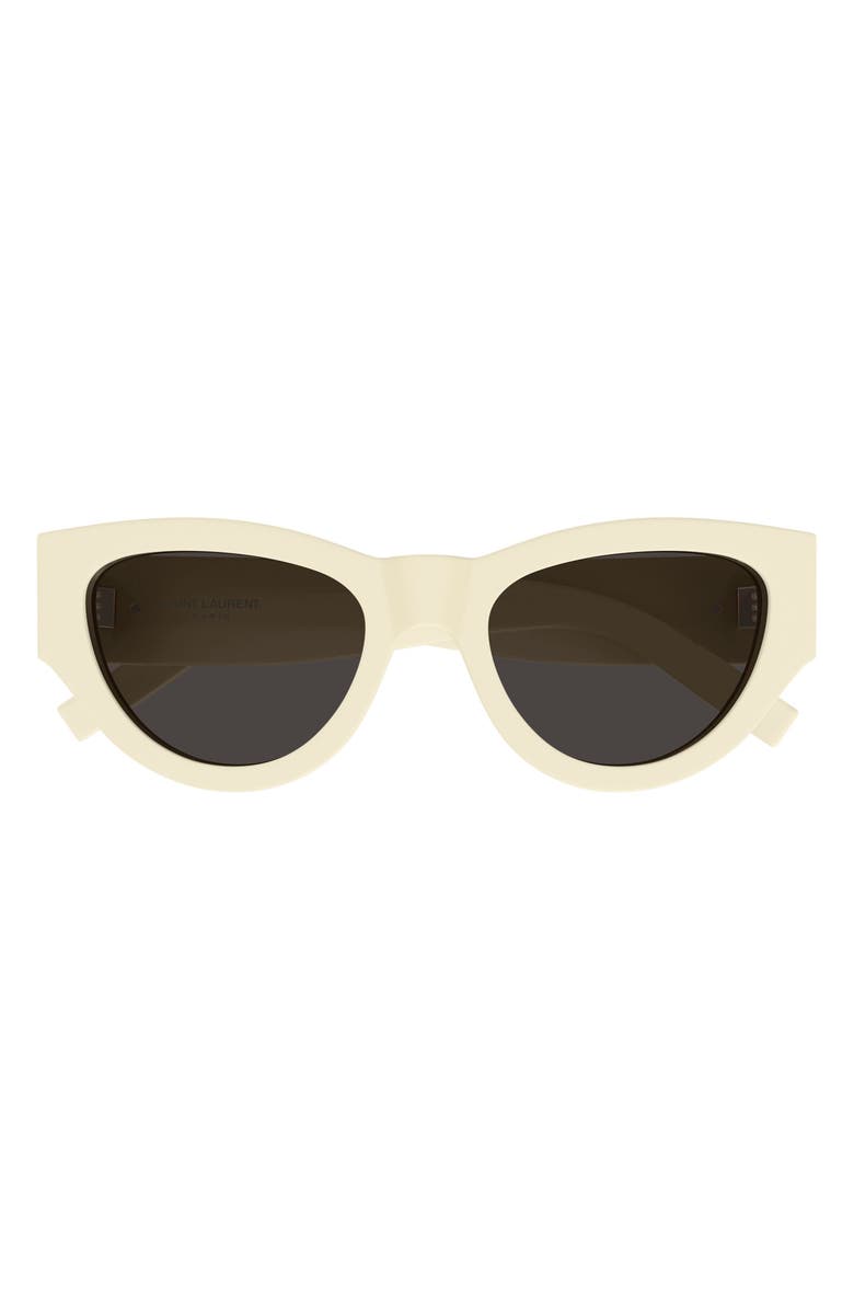 Saint Laurent 53mm Cat Eye Sunglasses, Main, color, Ivory