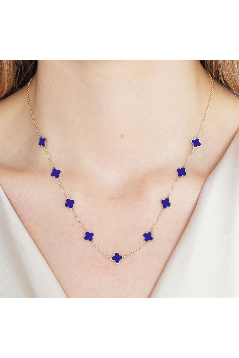 Mini Lapis Clover Necklace, Alternate, color, Lapis