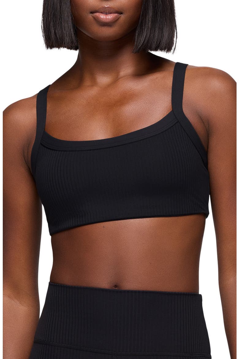 Luxara Rib Sports Bra, Main, color, BLACK