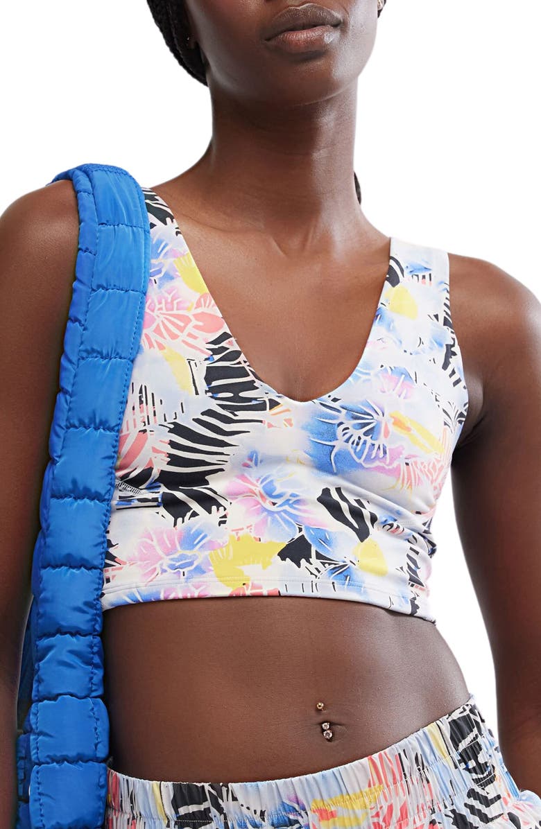 Free People FP Movement Printed Never Better Sports Bra, Main, color, Mystic Floral Combo
