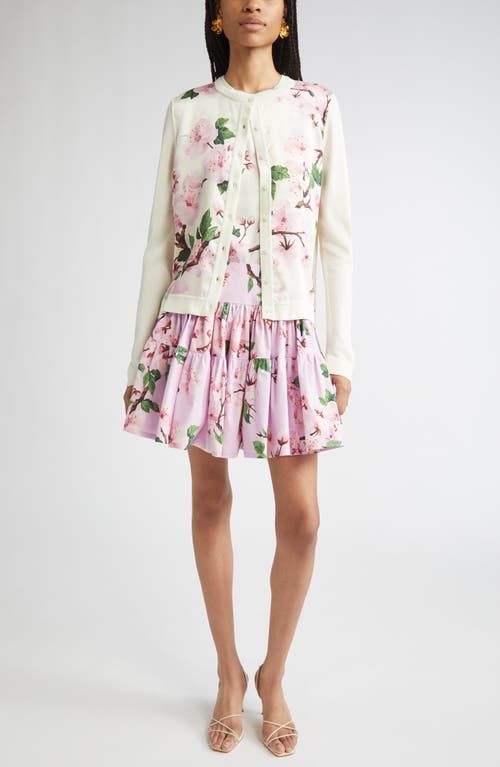 Oscar De La Renta Cherry Blossom Inset Cardigan