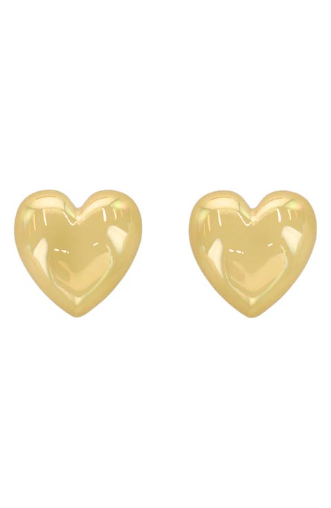 Polished Heart Stud Earrings