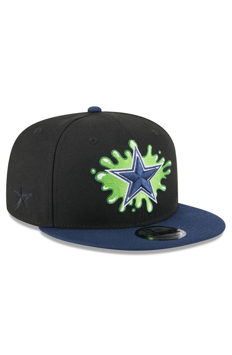 New Era Men
s New Era Black/Navy Dallas Cowboys Nickelodeon Slime 9FIFTY Snapback Hat, Main, color, Black