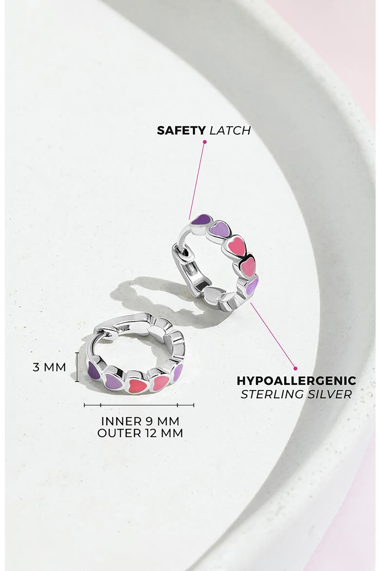 Heart Cascade Huggie Hoops, Alternate, color, Purple